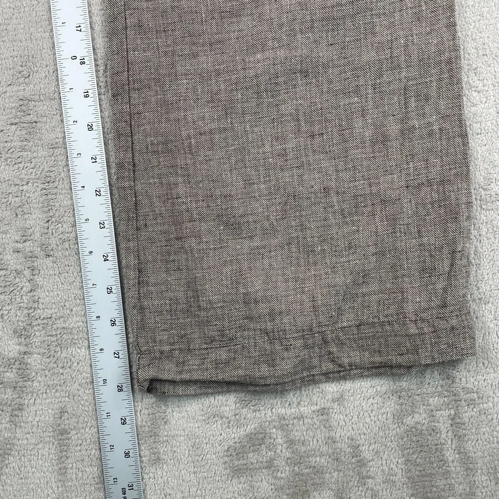 Banana Republic Wide Leg Trouser Pants Women 12P‎ Petite Brown Linen Blend